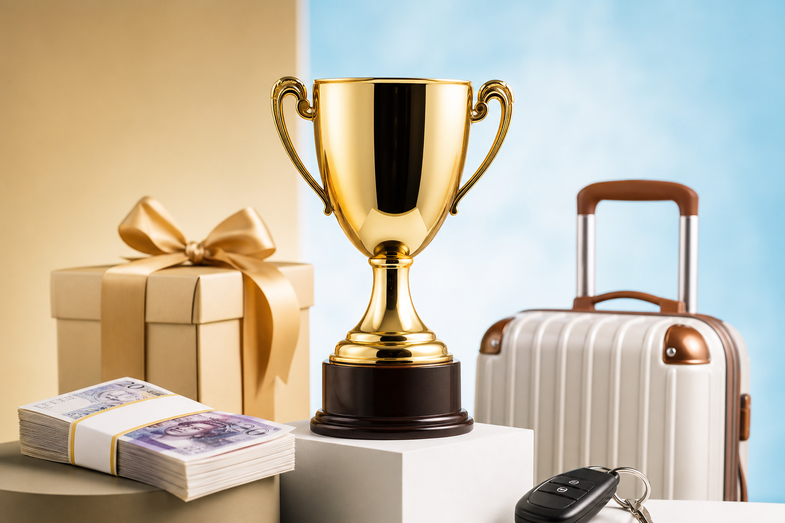 Distinct prize-led competition scene for a UK blog guide